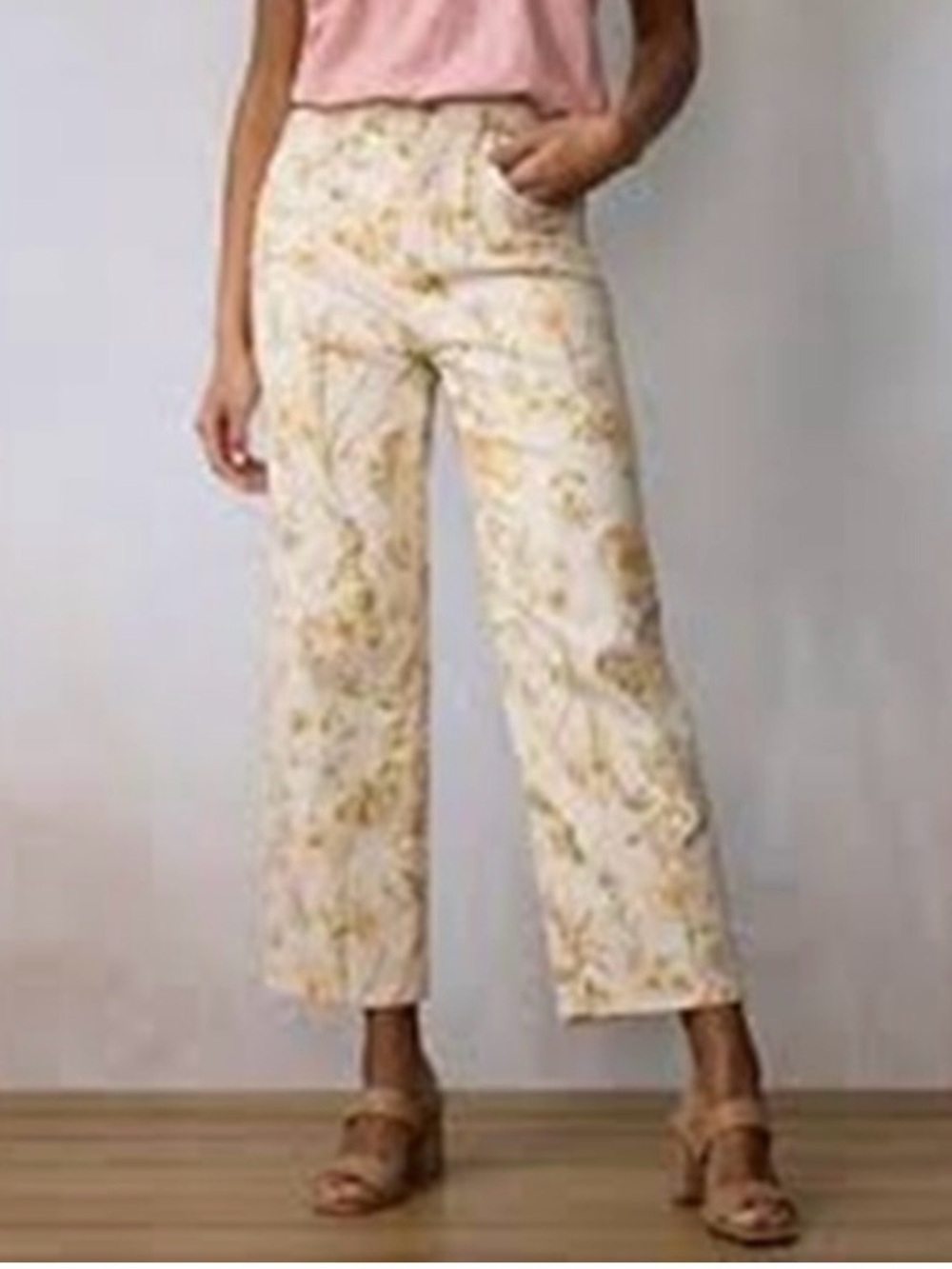 Lauren Conrad straight ankle ultra high rise floral crop pants jeans size 2